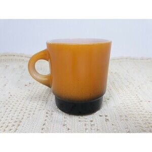 Vtg Anchor Hocking Fire King Coffee Mug Orange 2 Tone Retro Aesthetic
